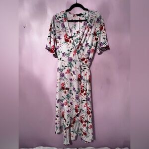 Bobeau Floral High Low Dress - Red and Purple